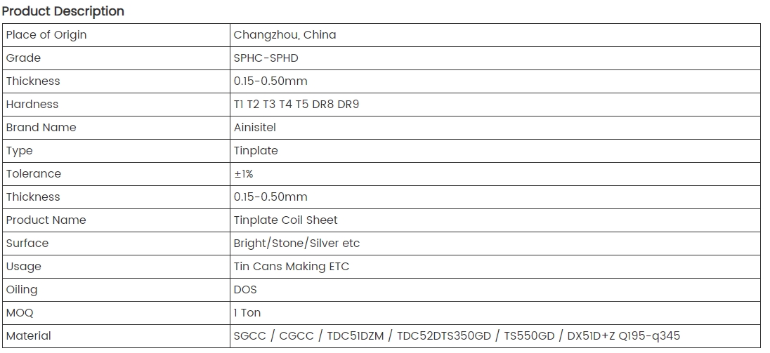 tinplate sheet tinplate sheet